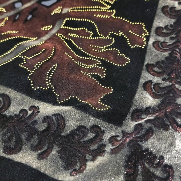 Velvet Burnout Silk Scarf Floral Art Deco Style Wrap Shawl Fringe - Picture 7 of 11